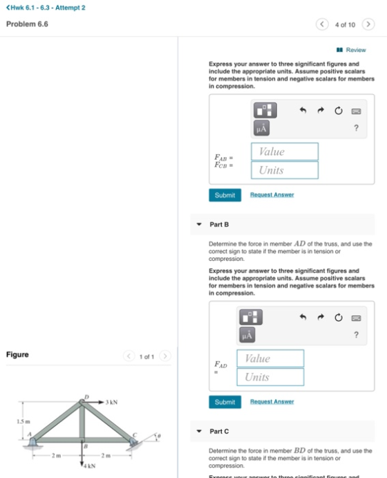 <Hwk 6.1 - 6.3 - Attempt 2 Problem 6.6 < 4 of 10 > A Review Express your answer to three significant figures and include the