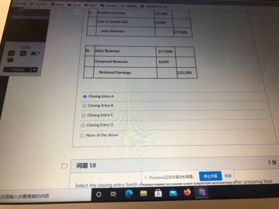 May Retained Earning 125.000 Cost of Goods Sold 92.000 Sales Revenue 217,000 100% D. Sales Revenue 217,000 Unearned Revenue 8