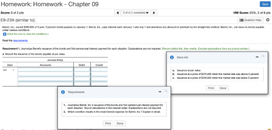 Homework: Homework - Chapter 09 Save 2 of 4 (1 complete) HW Score: 25%, 2 of 8 pts Score: 0 of 2 pts E9-23A (similar to) Ques