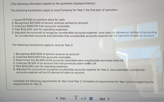 [The following information applies to the questions displayed below.) The following transactions apply to Jova Company for Ye