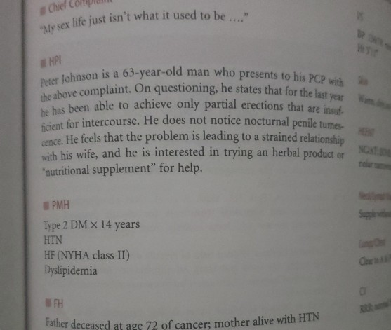 Chief Compi y sex life just isnt what it used to be Peter Johnson is a 63-yea 4 HPl en is a 63-year-old man who presents to
