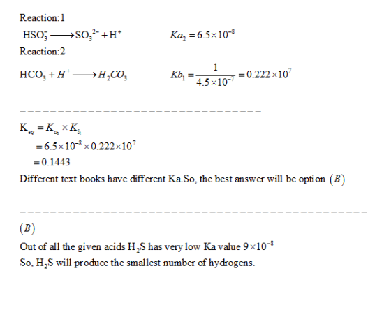 Reaction:1 ка,-6.5x10 Reaction:2 0.222x10 4.5x10 eg -б.5x10_sx 0.222x107 0.1443 Different text books have different KaSo, th
