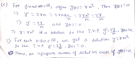(c) for e n ИС И. 닌 y 2y и is for each otoEIR, we get a solution y=802 fined of 8 (-1R, I define yu)=rn? Then yol=0 => y=2&