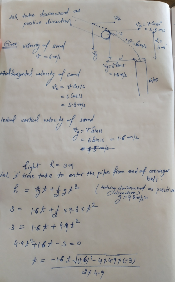 Lets take down word as positive direction Vo = V Cosys 5.8 m/s Given: v=16m/s veroerty of sona 3 m v=6m/ d Vy = Vbinis cibul
