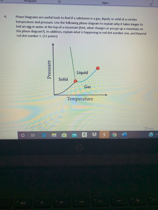 Paragraph Styles 4. Phase Diagrams are useful tools to find if a substance is a gas, liquid, or solid at a certain temperatur