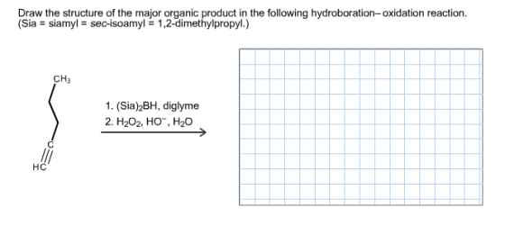 Draw the structure of the major organic product in