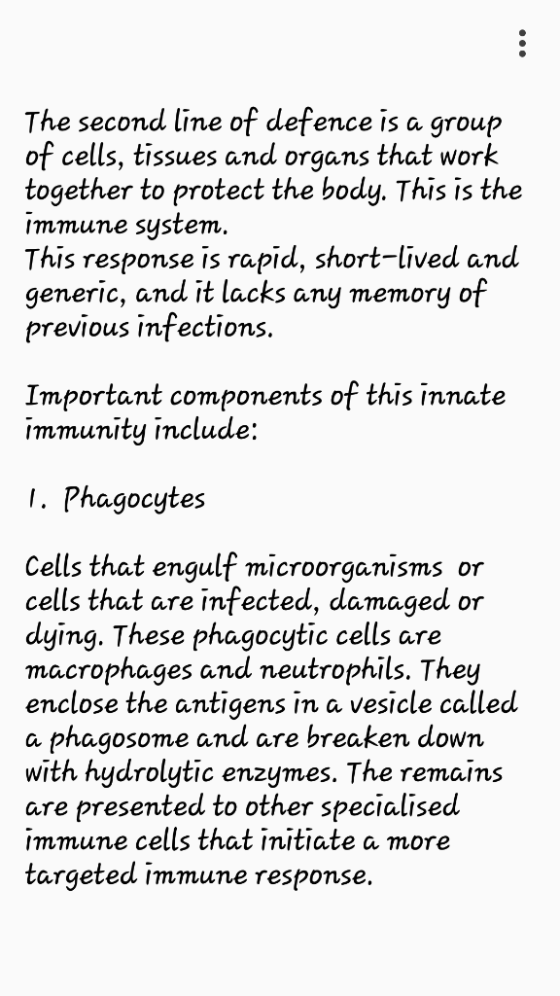 The second line of defence is a group of cells, tissues and organs that work together to protect the body. This is the immune