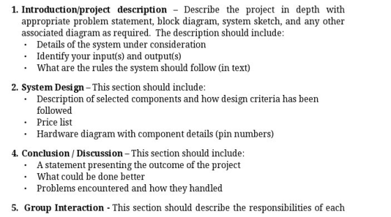 . 1. Introduction project description - Describe the project in depth with appropriate problem statement, block diagram, syst