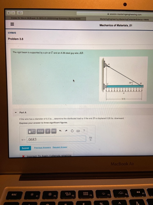 sessionmasteringengineering com G or Macon Meyer013-01-202010 Eng teamy Spring 2070 Mechanics of Materials_01 CHWI3 Problem 3