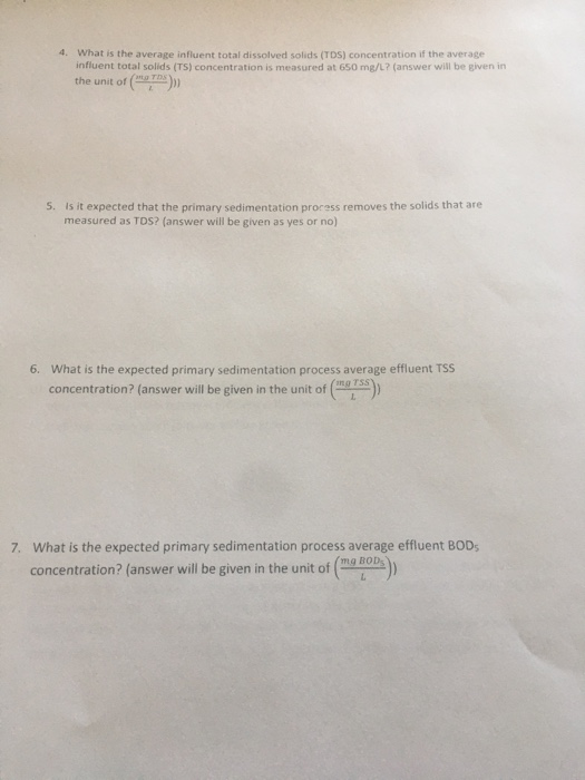 4. What is the average influent total dissolved solids (TDS) concentration if the average influent total solids (TS) concentr