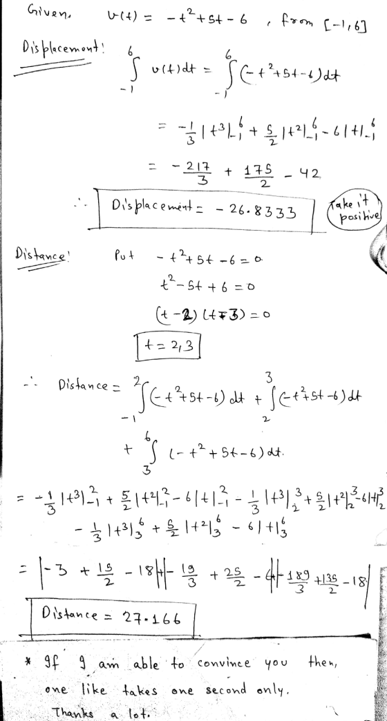 Given Ult) = - + + 9+ - 6 e from [-1,6 6 Displacement! 6 s withdt - 1 5 1 43 4 + $_14219-614714 - 213 + 175 - 42 Displacement