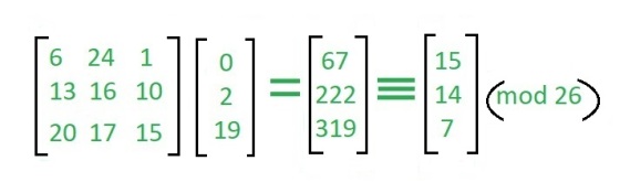 B [6 24 1] 13 16 10 12=6=-) ona (mod 26 6 20 17 15