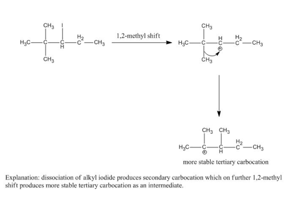 CHз CH3 Н2 -CHз C 1,2-methyl shift H2 -сHз Hас- Hас. CHз CH3 CHз сHз Н2 -CCH3 Hас more stable tertiary carbocation Explanatio