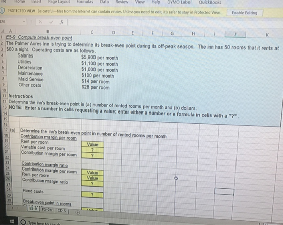 Hile D Home Insert Page Layout Formulas Data Review ViewHelpDYMO Label QuickBooks PROTECTED VIEW Be careful--files from the I