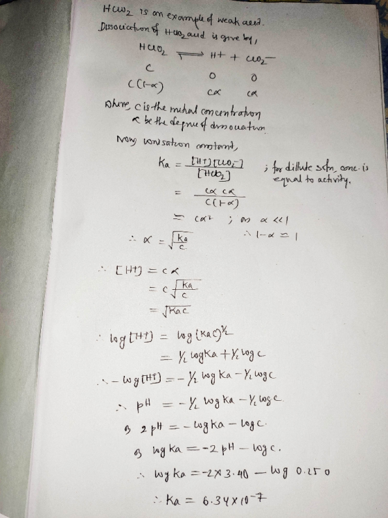 Huu2 is an example of weak ald. Dissociation of too, and is give by, Нао, — н+ + ио, ((1-x) cx ca. where is the metal concent