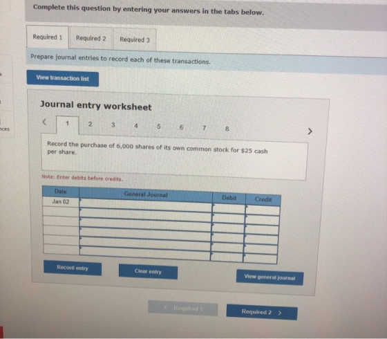 Complete this question by entering your answers in the tabs below. Required 1 Required 2 Required 3 Prepare journal entries t