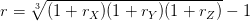 r = \sqrt[3]{(1+r_X)(1+r_Y)(1+r_Z)}-1