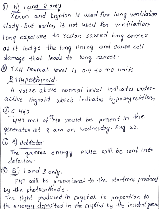 0 b) 1 and 2 only Xenon and Krypton is used for lung ventilation study. But radon is not used for ventilation. Long exposure