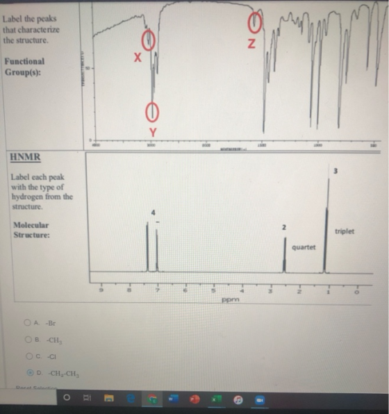 Label the peaks that characterize the structure. Functional Group(s): HNMR Label each peak with the type of hydrogen from the