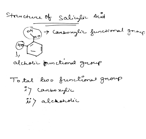 Structure of salicylic and Carboxylic functional group alcholic functional group Total two functional group il carboxylic ů