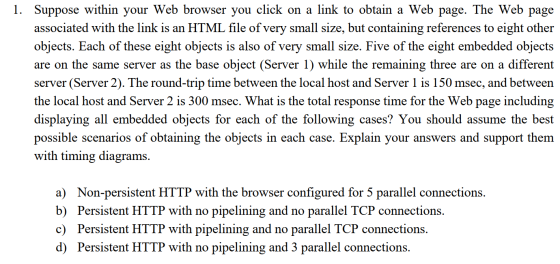1. Suppose within your web browser you click on a link to obtain a Web page. The Web page associated with the link is an HTML