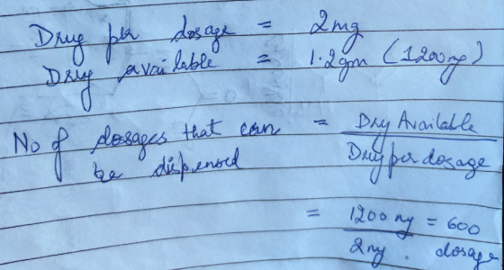 = 2ng Dry fu dosge DAiy Avai labe Dry Available Aeseges No f desages that ean Duy per desoge be dipenoed 200 M any.dorags 600