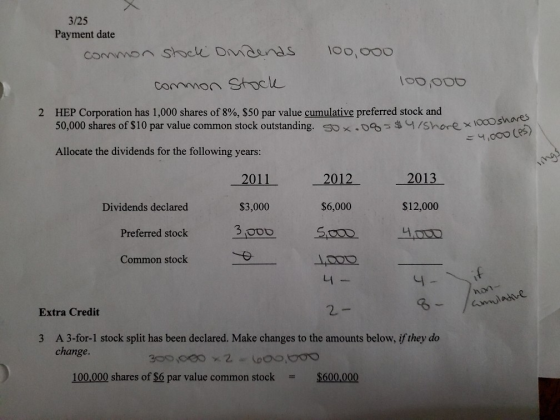 3/25 Payment date common stock Draends 100,ooo common stock 100,000 2 HEP Corporation has 1,000 shares of 8%, $50 par value c