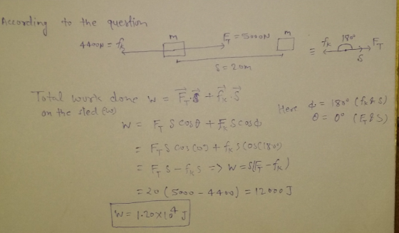 Accovdling to the uetian 4400p-Tk Total wurk cone w Here d18 CfeS) =00 (F8S) on the sted w FrS CosFScosd =F-S Cos Co + fe Cos