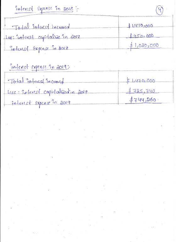 intacst Expense in 2018 Total interestincerved $1.410,000. ५ Lay: untaust capitaliac în aN2. 1,020,000 interst Expense în ao