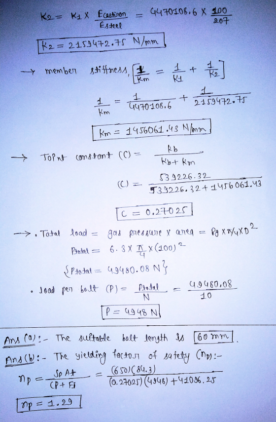 K2= Kex Ecastinon Esteel 4470108.6 X 100 207 TK2=2159472.75 N/mm n member stiffness, I 1 / 2 [km RA 1 + 1 1470108.6 2159472.7