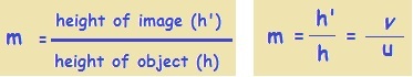 height of image (h) m = mehr m height of object (h)