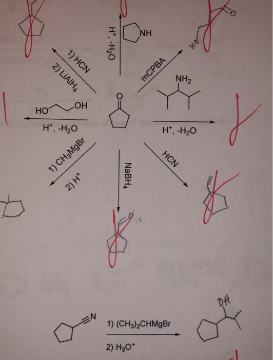 NH 1) HCN MCPBA NH2 Но HO H, -H2O H*,-H2O HCN 1) CH3MgBr Dft 1) (CH3)2CHMgBr 2) H30* Ho H, -H20 2) LIAIH4 NABH4 2) H*