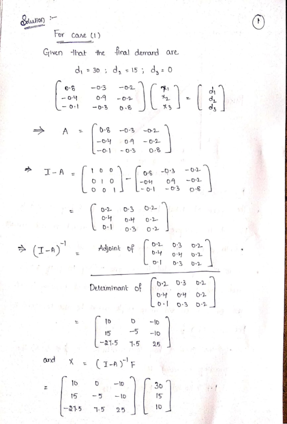 For cane ci) Giwen ha the firal demard are 0-2 o 09-02 一0-1.0.3 0-8 0 S 0.302 -0 002 0-2 O3 02 0-1 0.3 0.2 02 03 2 Adjoint of lo-Y。-H 0-1 1-A). of DI 0.3 0.2 62 0.3 0-2 Deteiminanto 15 -815 1.5 5 to 15 5to -21.5 ฯ. 5 25 3o TS