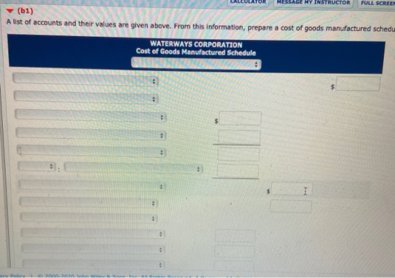 MESSAGE MY INSTRUCTOR FULL SCREEN (61) A list of accounts and their values are given above. From this information, prepare a