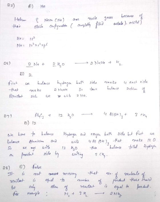 23) 0 Me galls Helirem their ? stable Neon CNC) configuration are noble ( completly filled because of octate). orbital) He =
