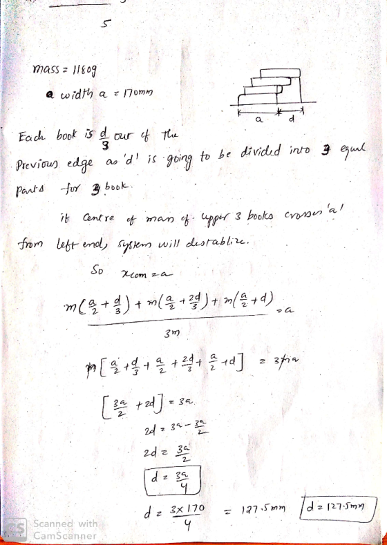 massz 11809 @ width a = 170mm ad Ecich book is a our of the Previous edge as d is going to be divided into 3 equal parts fo