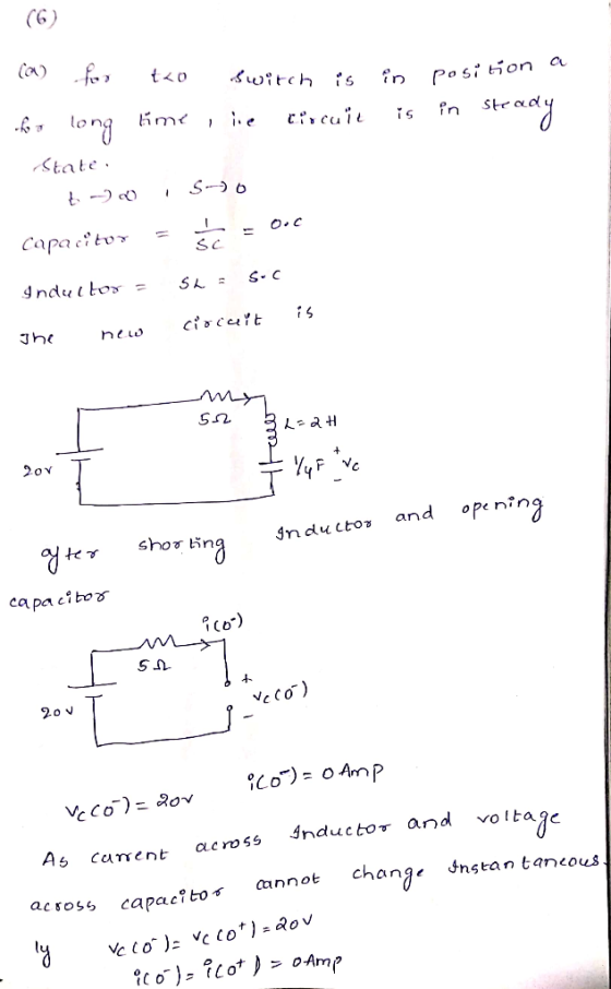 on me State heLo 2ov aucross Jnductor and voltoa As corrent cannot change Jnstan taneous acsoss capacito 0