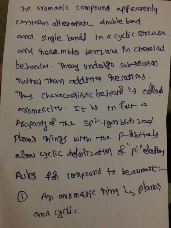 The aromatic compound appeaenly Cortedn atteraate double bond and single bands tn a cyclic Strude card 0eemble beene fn chemi