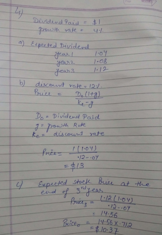 Dividend Paid = 4.1 lh rate . aported Dividesel ean2 1-08. I-t ke Do- Dividend Paid ㄐ-Expected-stoek-kue.at-H 1-12 (1-09) 312-0Y 19:56