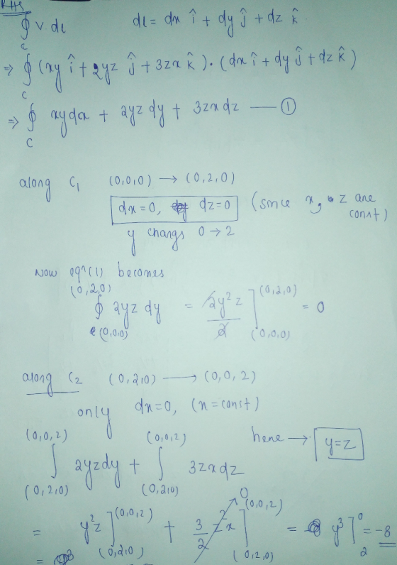 ovde de= an ît dy ] + dz ko 7 g (og î+ 2yz ô + 32a ). (da 7 + dy ô t tz ) - & ky do tayz dy + 32ndz - 0 along G e X 6 Z 10.01