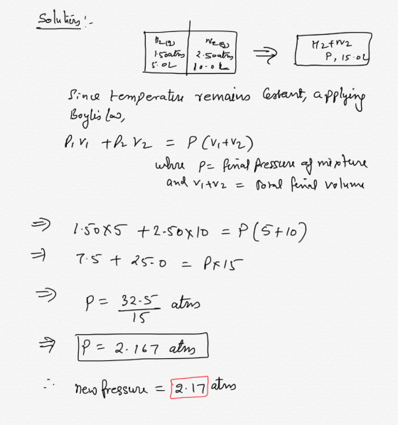 Solutiers ! 12g I Nes) 1 soatry 2 soatry S.OL loooh H2FN2 P, 15.04 since temperature remains Cestant, applying Boylis low, Pi