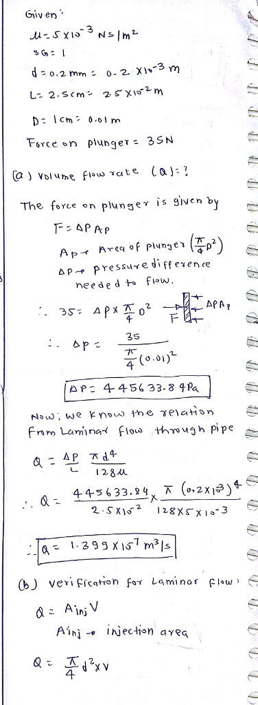 Force on unge 3SN (a) Volume fou, τα te (a):? The force on plunge* İs given by 4. ressurediffeven 千 35 4 Now; we know the γel