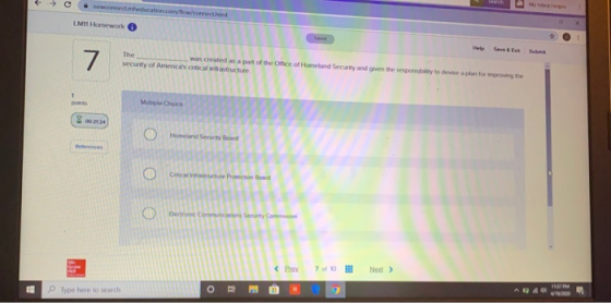 LMT Homework 7 security of Americas omeland Securty and goven the 2004 N > Type here to search