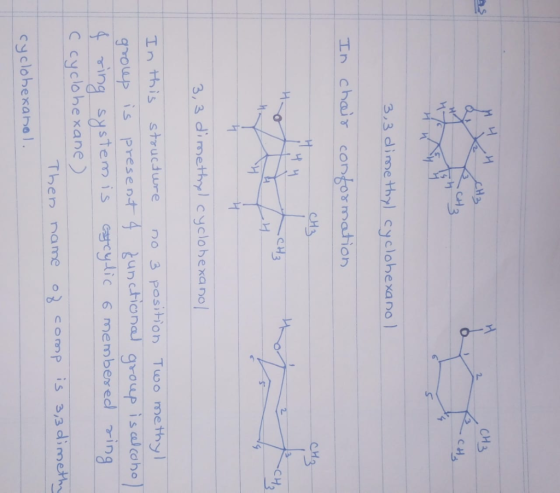 CHЗ 2 cH 3,3 dime thyl cyclohexano) In chair contormation CH3 CH3 .СHз -CH 3,3 dimethyl cyclobexano In this s trucd ure no 3