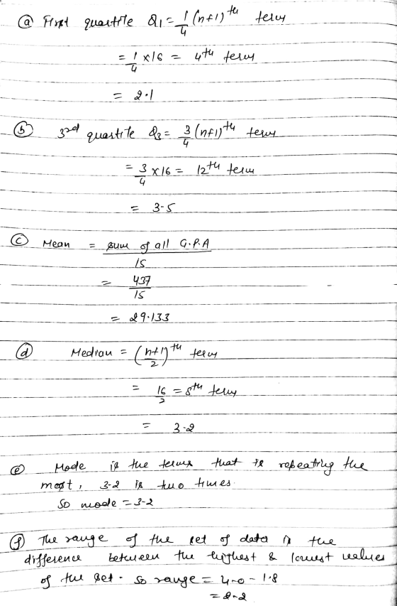 @ First quartile di = 1 (nfll the terey 4 = I x16 - 4 terey sell ® gser questite de = 3 (mely the teses = 3 X 16 = 12th term