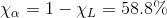 \chi_{\alpha} = 1- \chi_{L} = 58.8\%