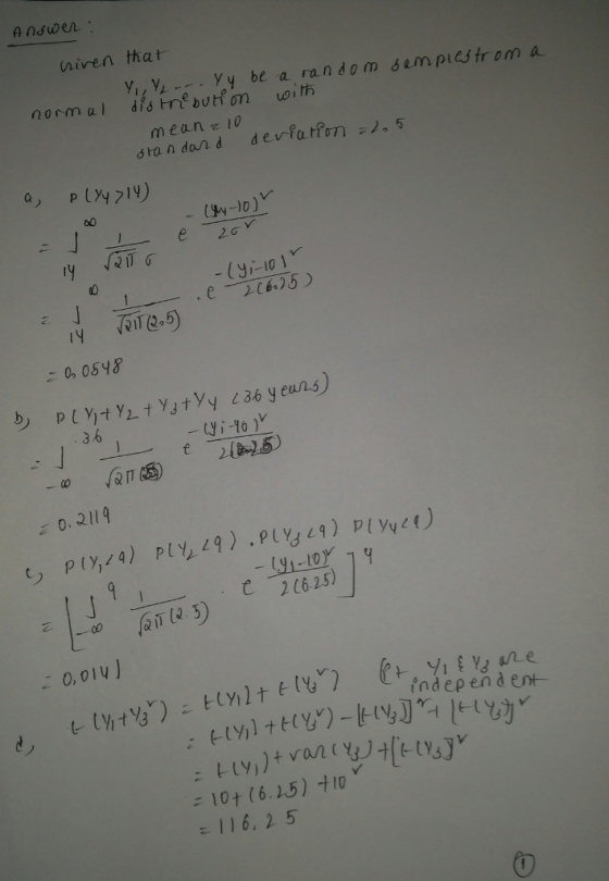 niven that Yuy,--, yy be a random sam ρι es tr om a- dfó trie butf on norm al uoir mean z 10 P LA71) 60 e zo -(yi-101 e 2675