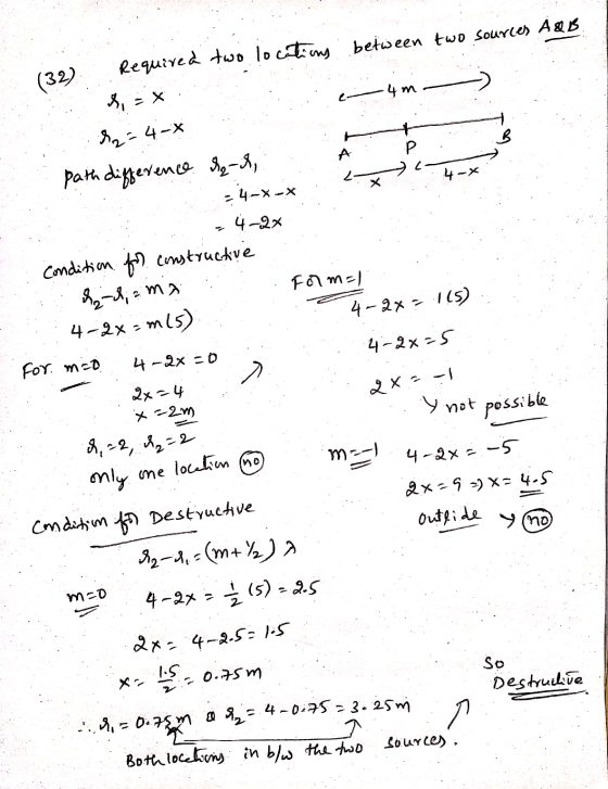 Required two locations between two sources A&B (32) .4m S24- P 4-X path difference dah, - 4-*-* 4-22 Condition for constructi