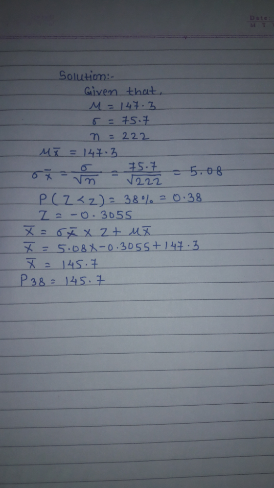M T Solutiom Given that M = 141.3 PC.Z?): 38%:0.38 12-o-305S 2 145?