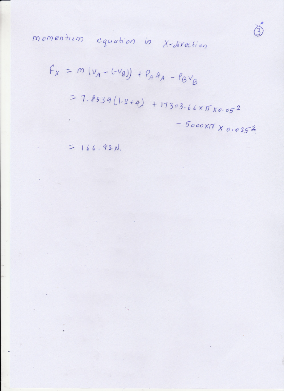 momentum equation in X-divec tion .92 N